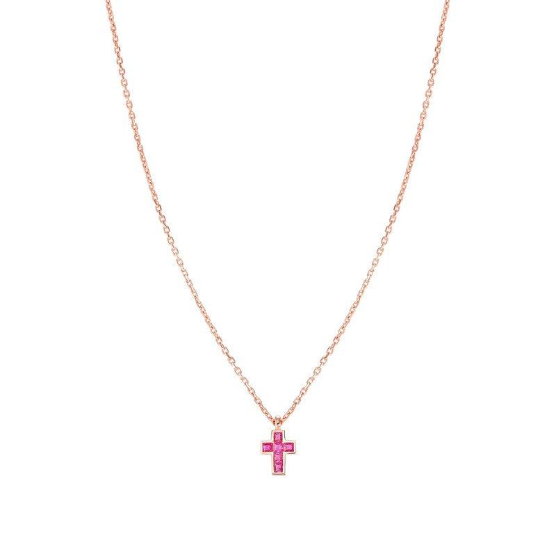 Collana premium rich cream New ×10 +a Nomination Carismatica Necklace, Rose Gold Cross & Pink