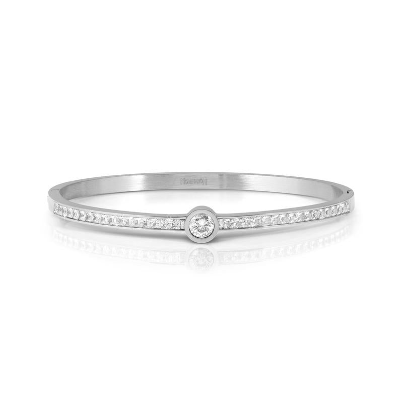 Nomination Pretty Bangle, Rigid Bracelet, Silver with Centre Cubic Zir