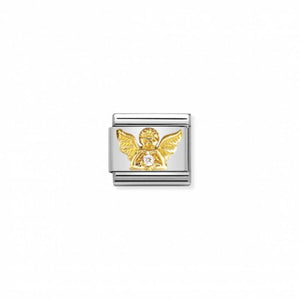 Nomination Composable Link Angel, Cubic Zirconia, 18K Gold