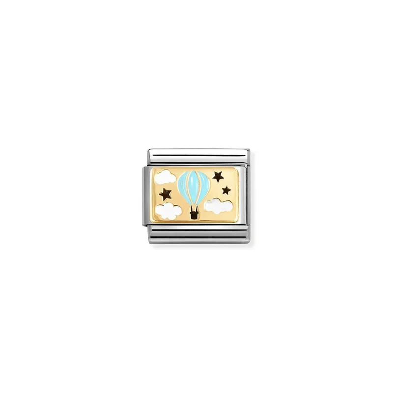 Nomination-Composable-Link-Blue-Hot-Air-Balloon-18K-Gold-Enamel ...