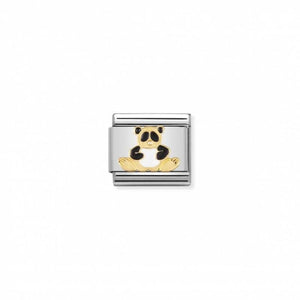 Nomination Composable Link Panda, 18K Gold & Enamel