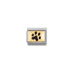 Nomination Composable Link Pawprint, 18K Gold & Enamel