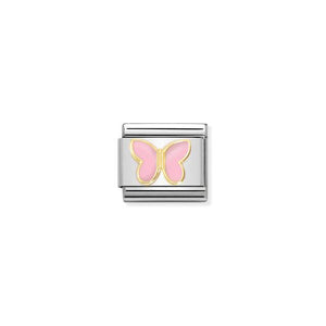Nomination Composable Link Pink Butterfly, 18K Gold & Enamel